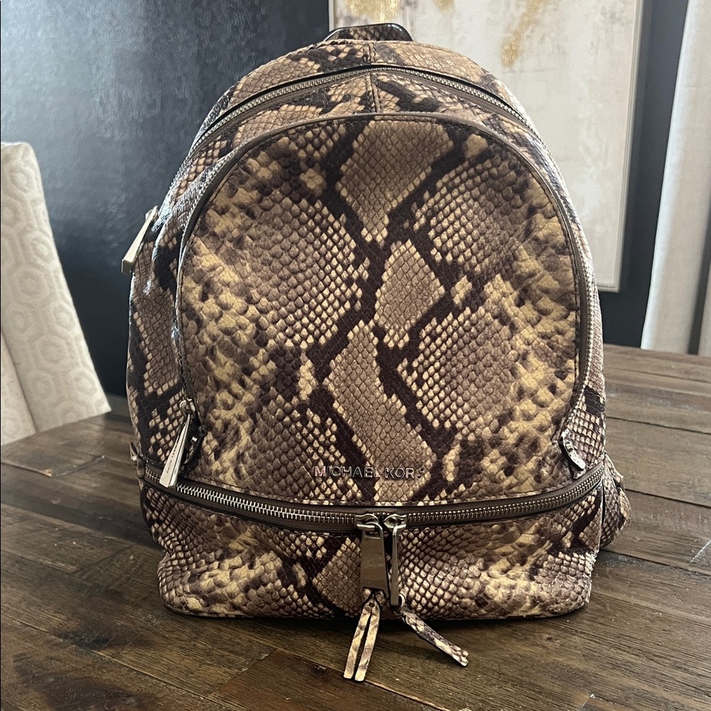Michael Kors Snake Print Leather Backpack